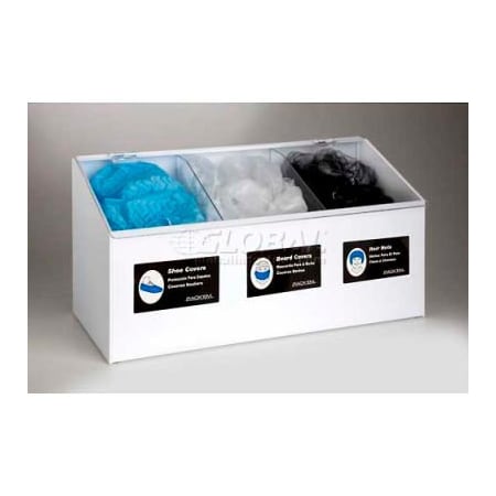 Horizon Mfg Horizon Mfg. 3-Compartment White Hair Net/Beard Cover/Shoe Cover/Arm Protector Dispenser 5124-W